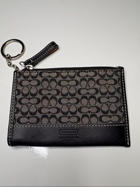 Coach Black Signature Key Card Holder